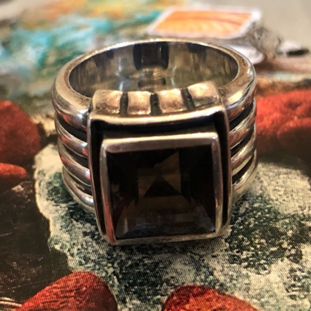 Rare Silpada Women’s Faceted Smoky Quartz Sterling Silver Ring Size 7 R1941